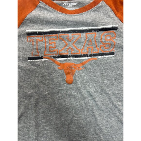 Texas Longhorns Pro Edge Long Sleeve Tshirt Large Vintage Print Raglan - Picture 3 of 5